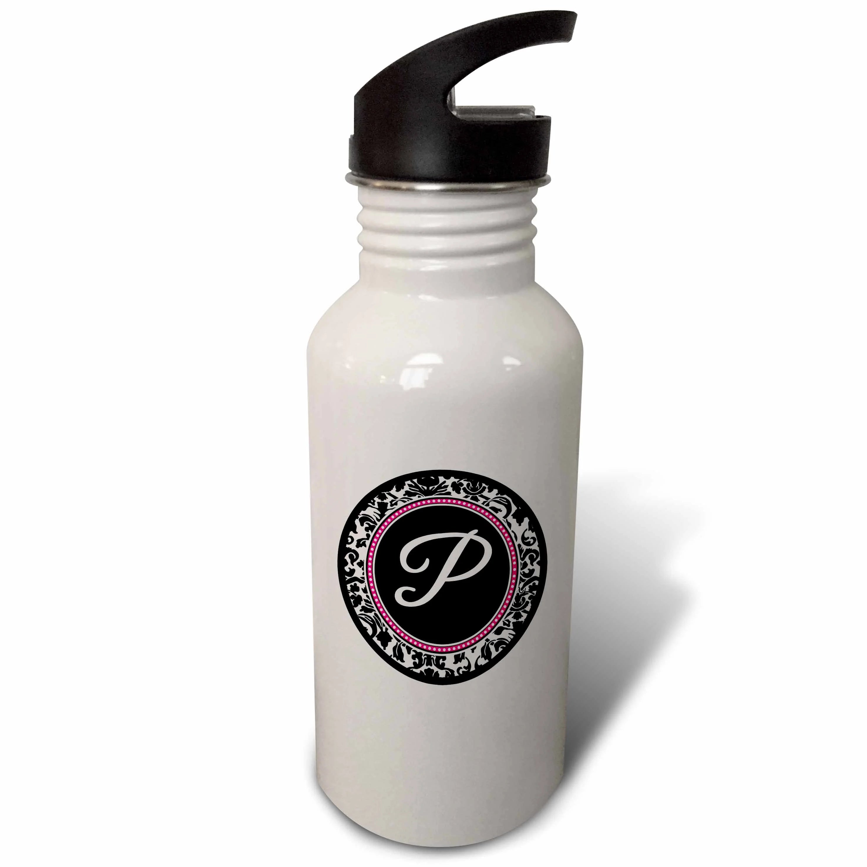 Black Damask 21 oz Sports Water Bottle B4588