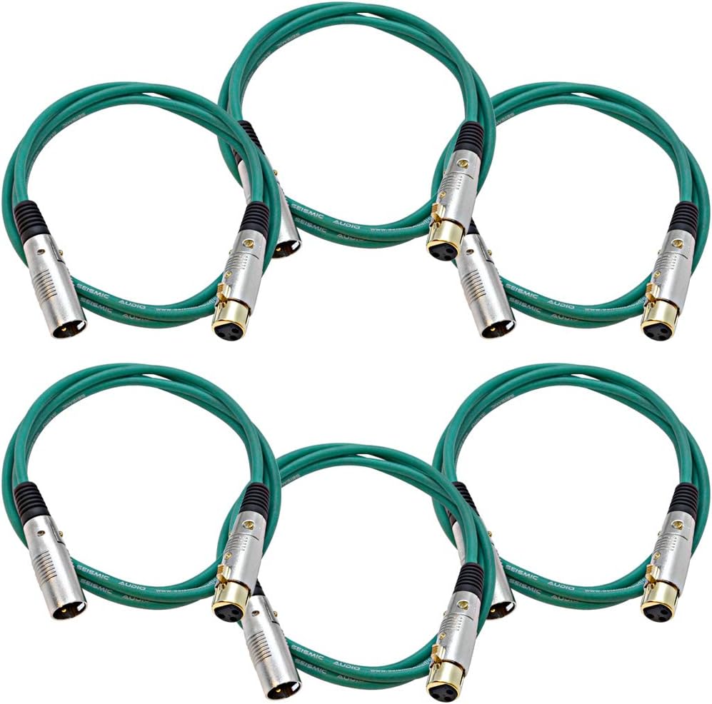 6 Pack 6 Foot Gold Plated Orange XLR Microphone Cable R49635