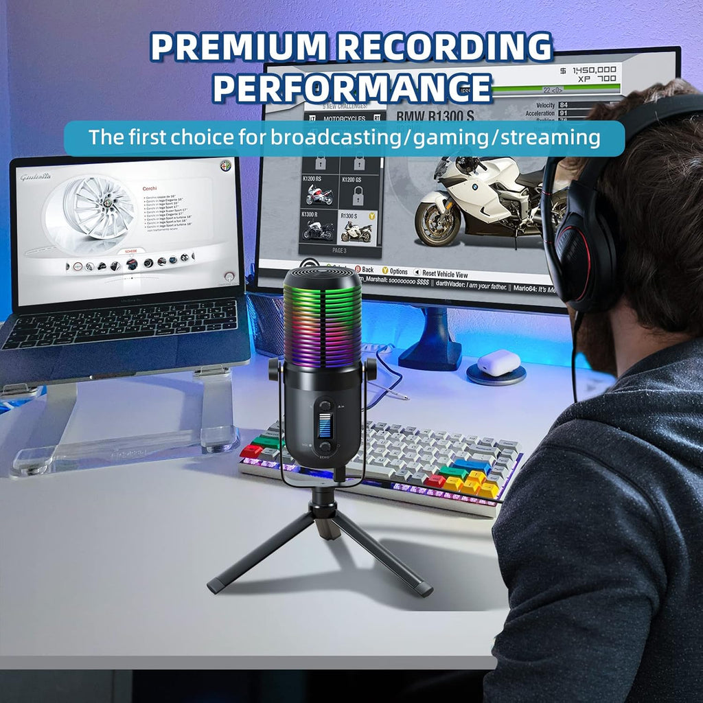 RGB Gaming Condenser Microphone with Tripod Stand, Cardioid, Pack of 2 X980