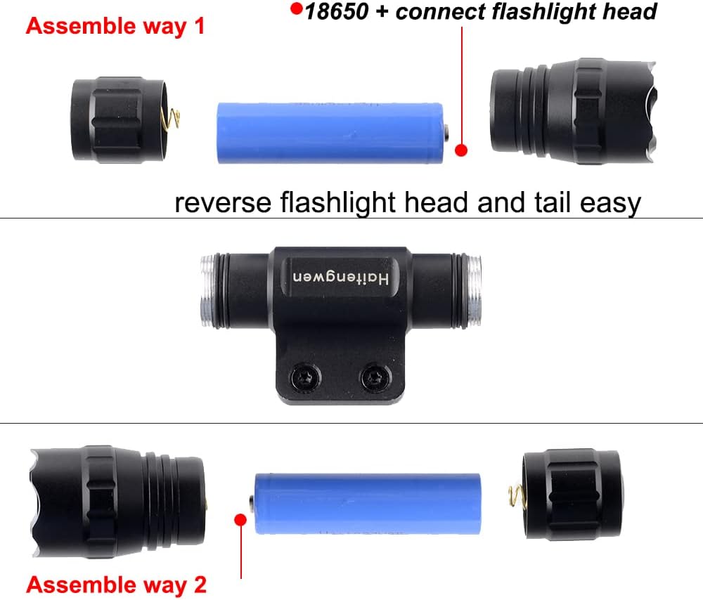 Green 540nm Rail Mounted Predator Flashlight, Rechargeable 18650, Pack of 2 Q816