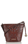 Pecan/Gold Embossed Leather Mini Crossbody P4492
