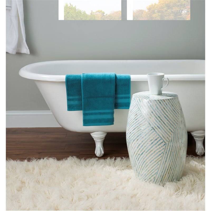 Light Blue Capiz Drum Table V878268