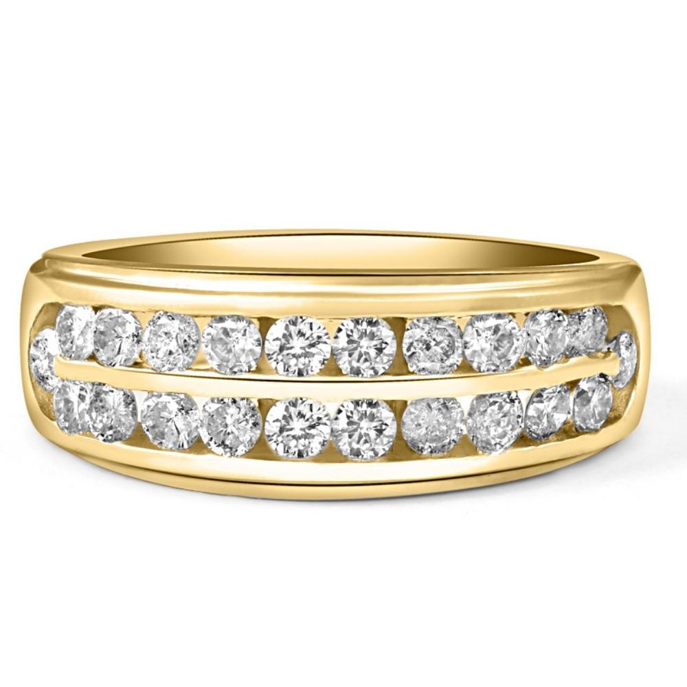 1 Ct Lab Grown Diamond Mens Double Row Wedding Ring 10k Yellow Gold G8764