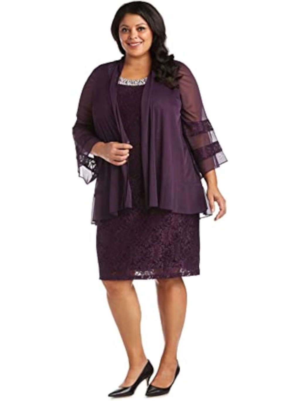 Purple Lace Sleeveless Scoop Neck Sheath Dress F805309