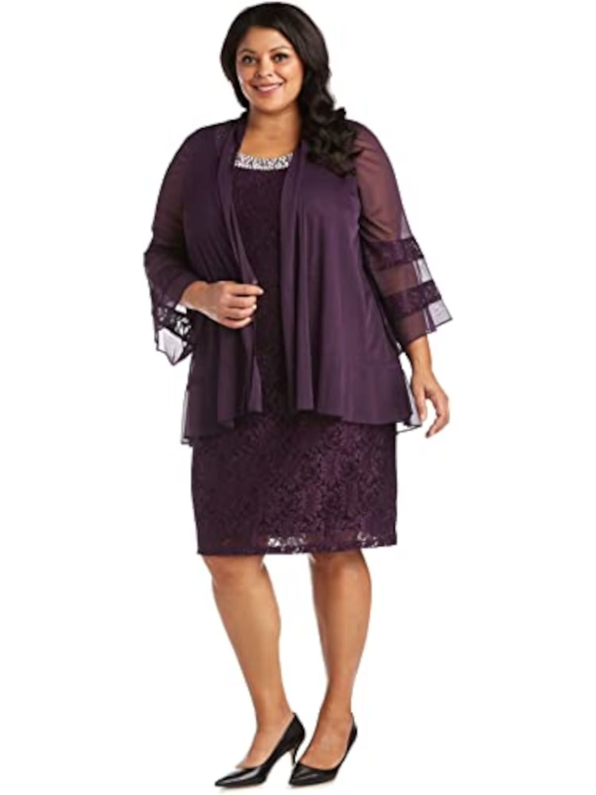 Purple Lace Sleeveless Scoop Neck Sheath Dress F805309