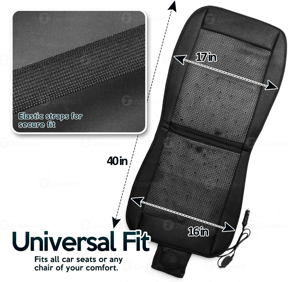 Black Cooling Car Seat Cushion 2-Pack 12V Automotive W945069