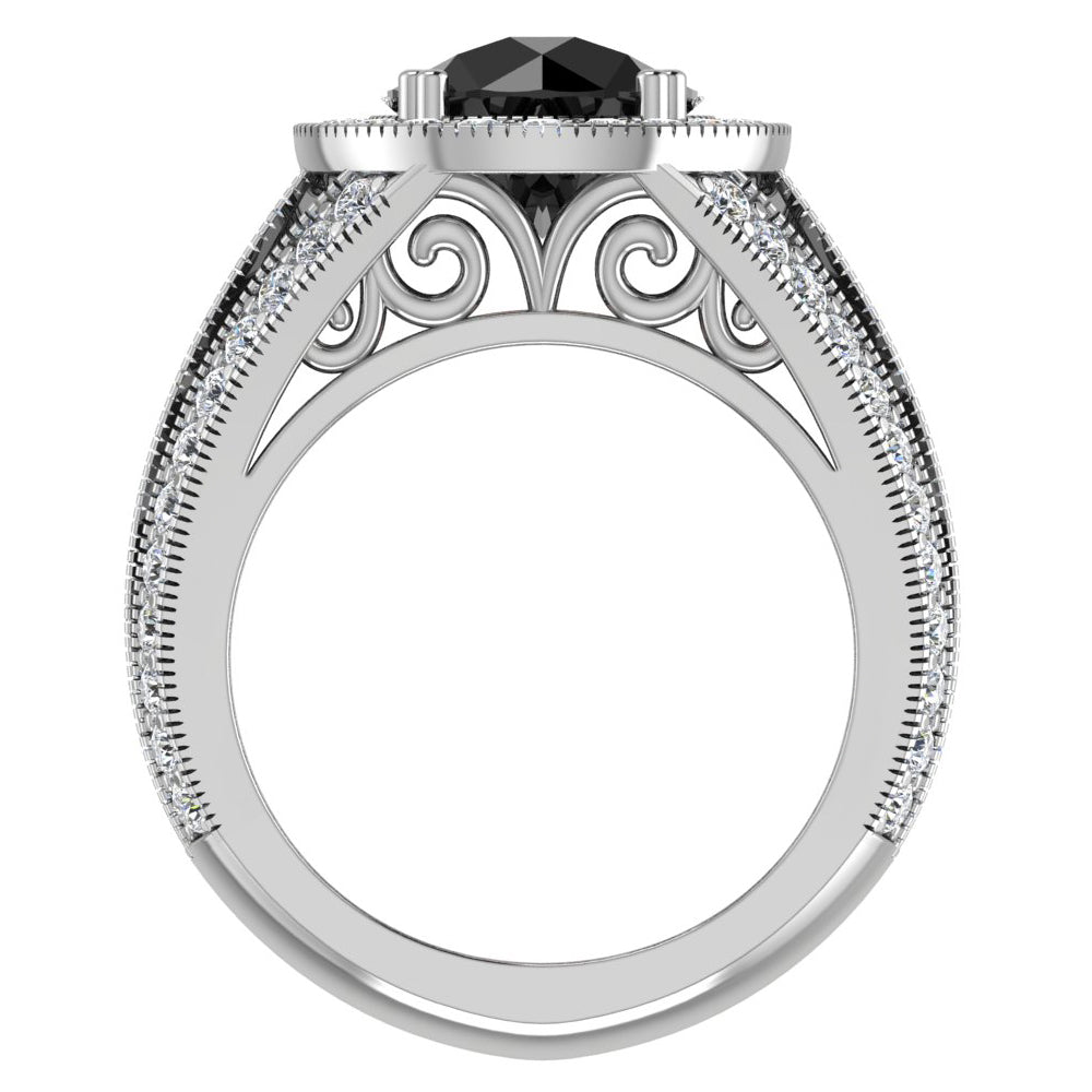 18K White Gold Black Diamond Engagement Ring 4.55 carat Z52343