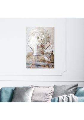 White Romantic Roses Floral Canvas J28834