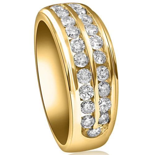 1 Ct Lab Grown Diamond Mens Double Row Wedding Ring 10k Yellow Gold G8764