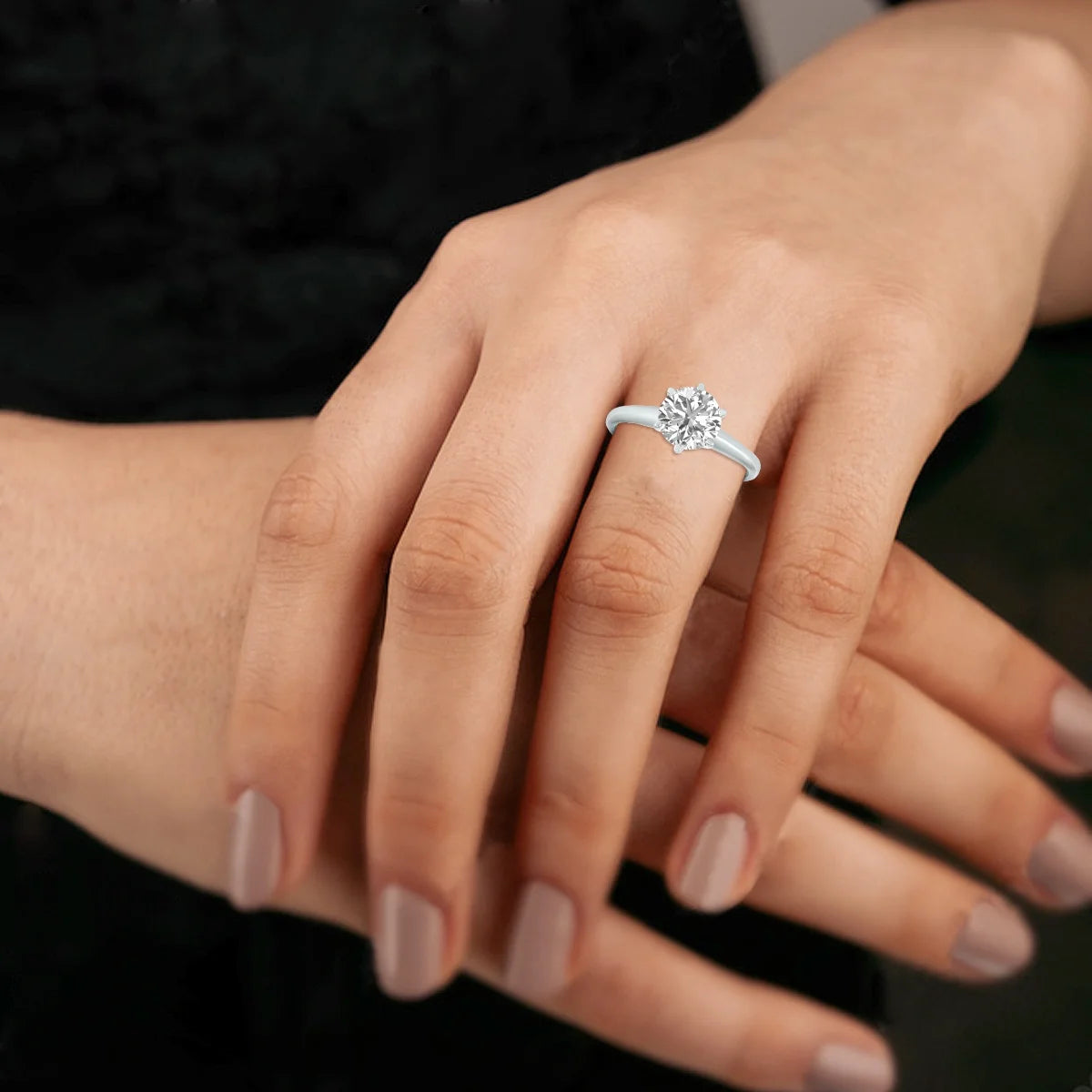 14K White Gold Diamond Solitaire Ring N7726