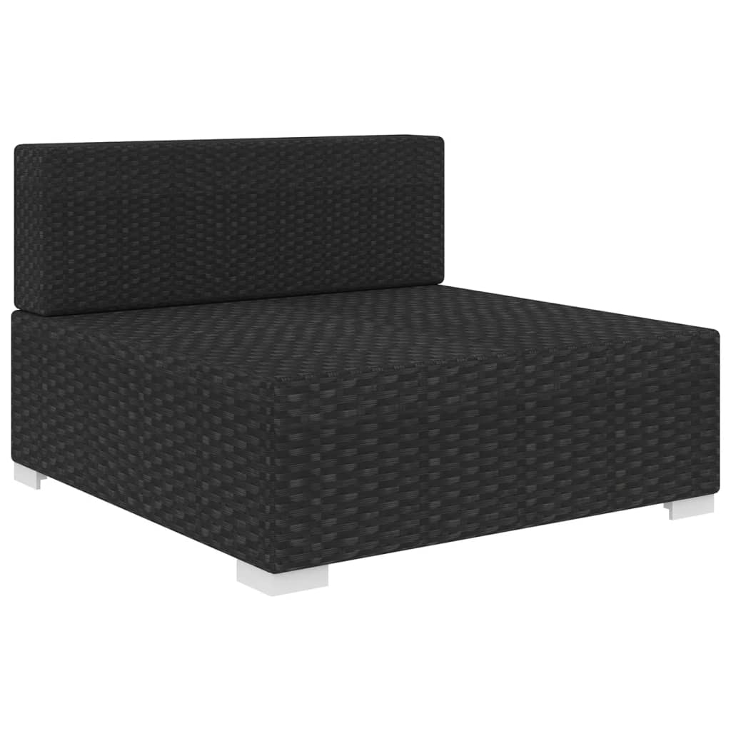 Poly Rattan Black Sectional Middle Seat with Cushions L472