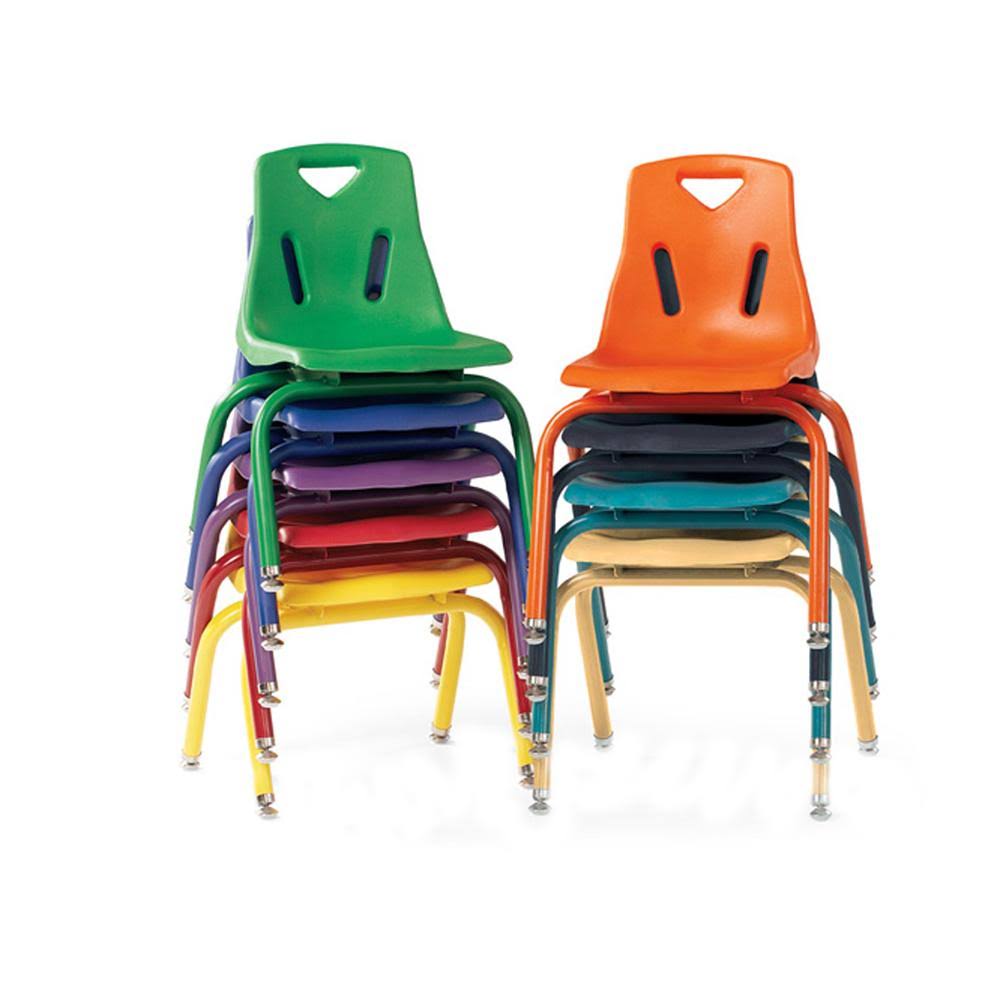 Yellow Stacking Chairs with Powder-Coated Legs, Set of 6 D62117