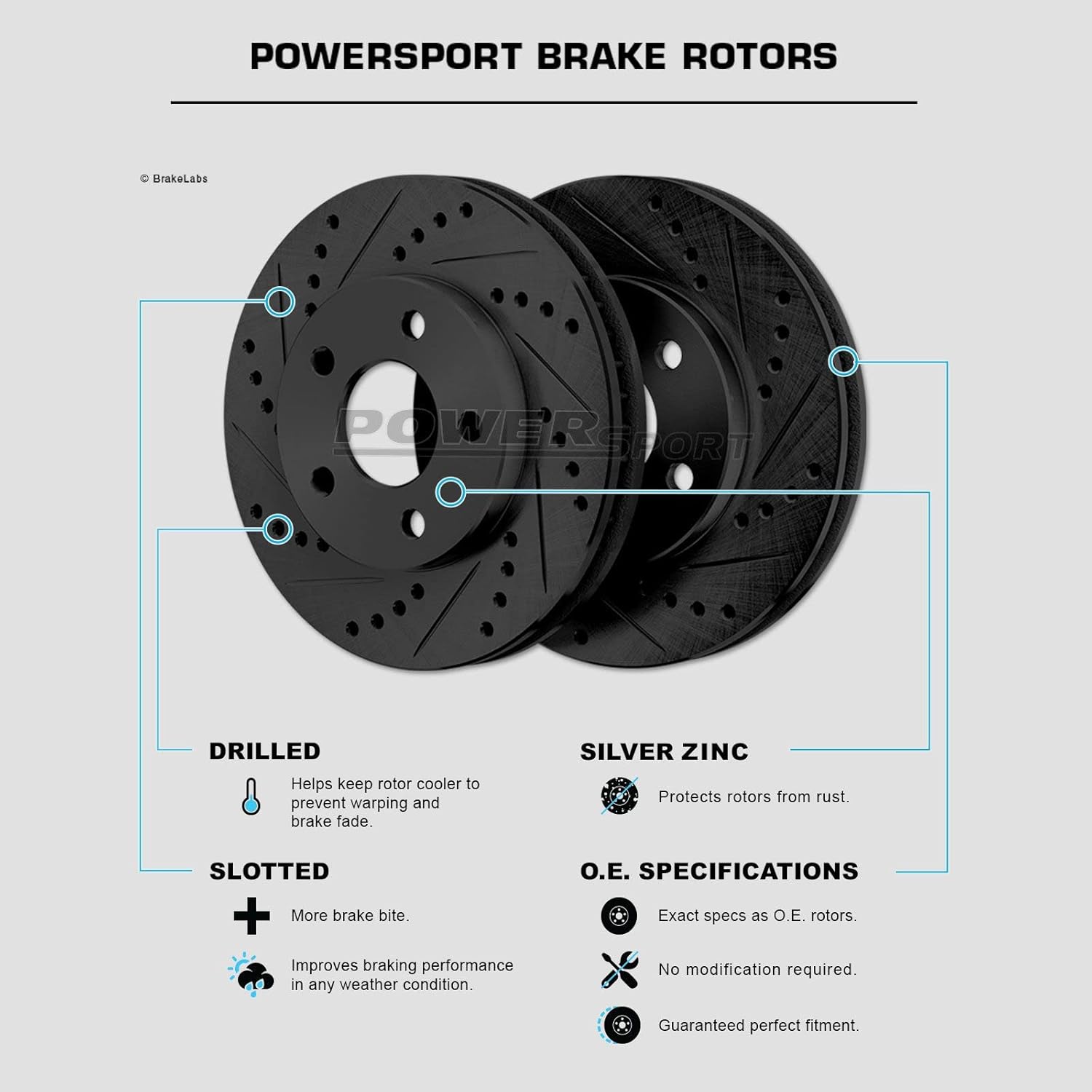 Black Drilled Slotted Brake Rotors and Semi Metallic Brake Pads M628621