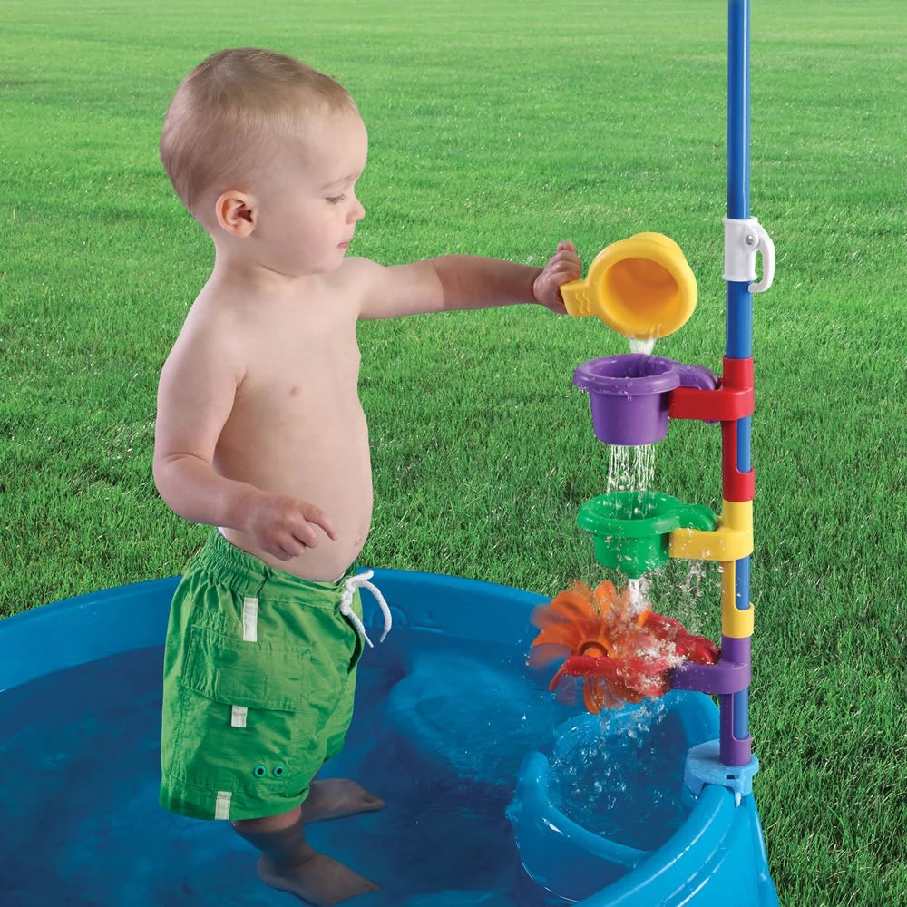 Blue Plastic Kiddie Pool with Umbrella Y381