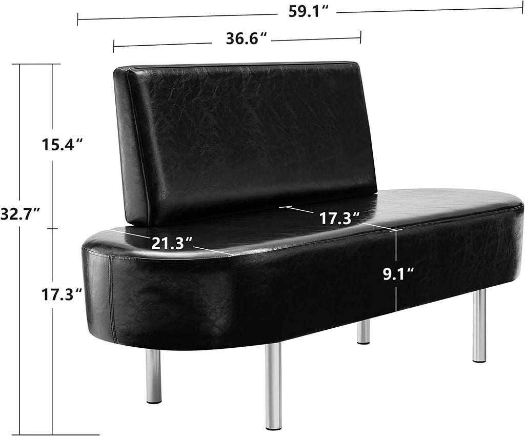 Black/Red Waiting Room Bench with Backrest L4758