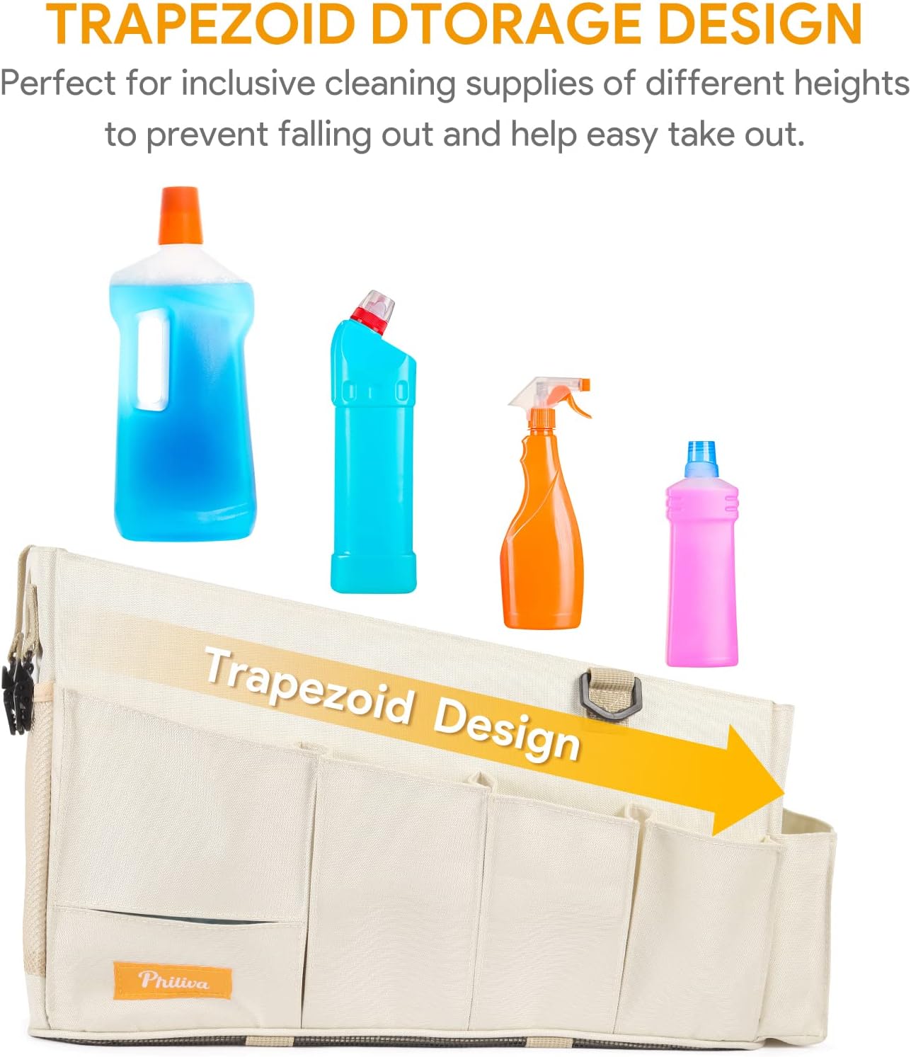 Large Cleaning Caddy Organizer with Handle, 2 in 1 Nesting Bag with Shoulder Strap Z612