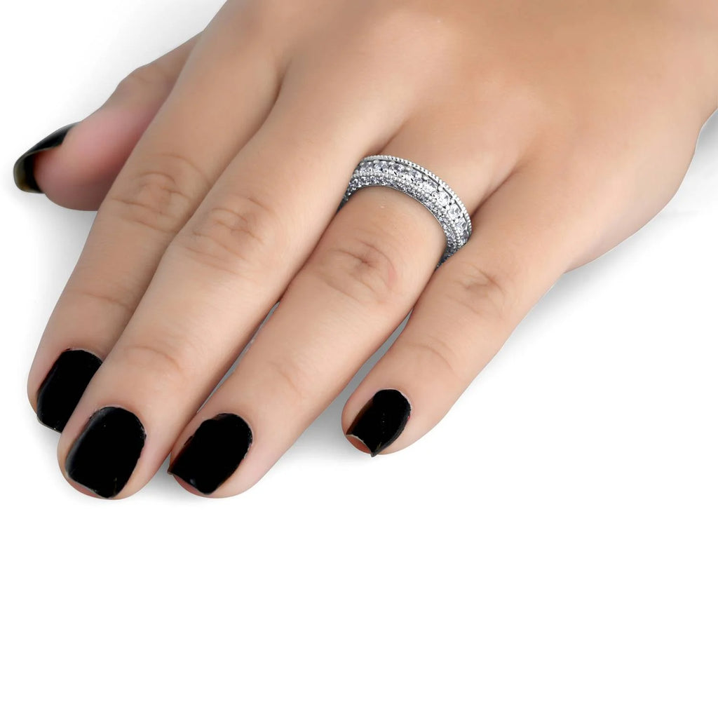 Vintage Diamond Wedding Ring 14K White Gold I601