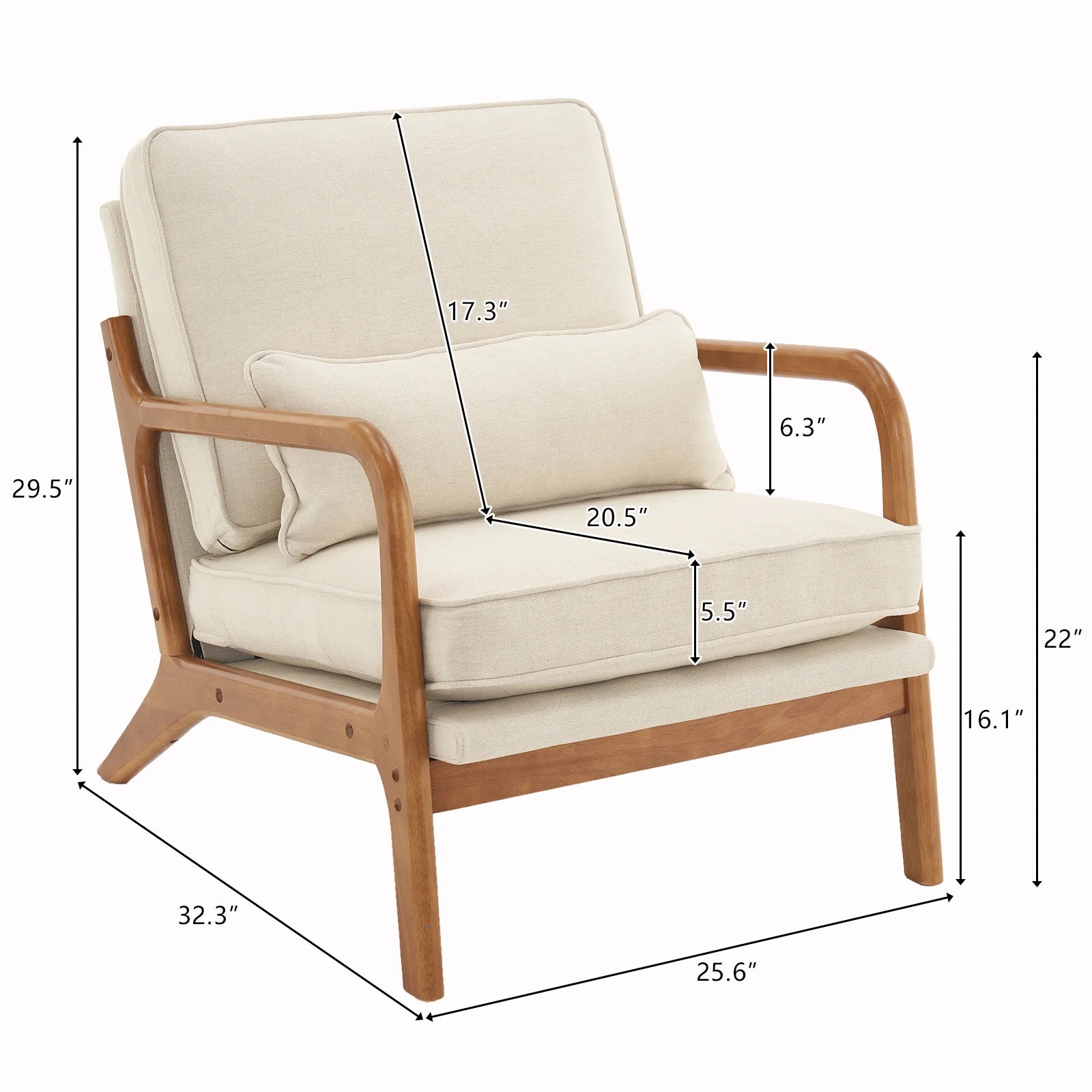 Velvet Accent Chair with Wood Feet M3009