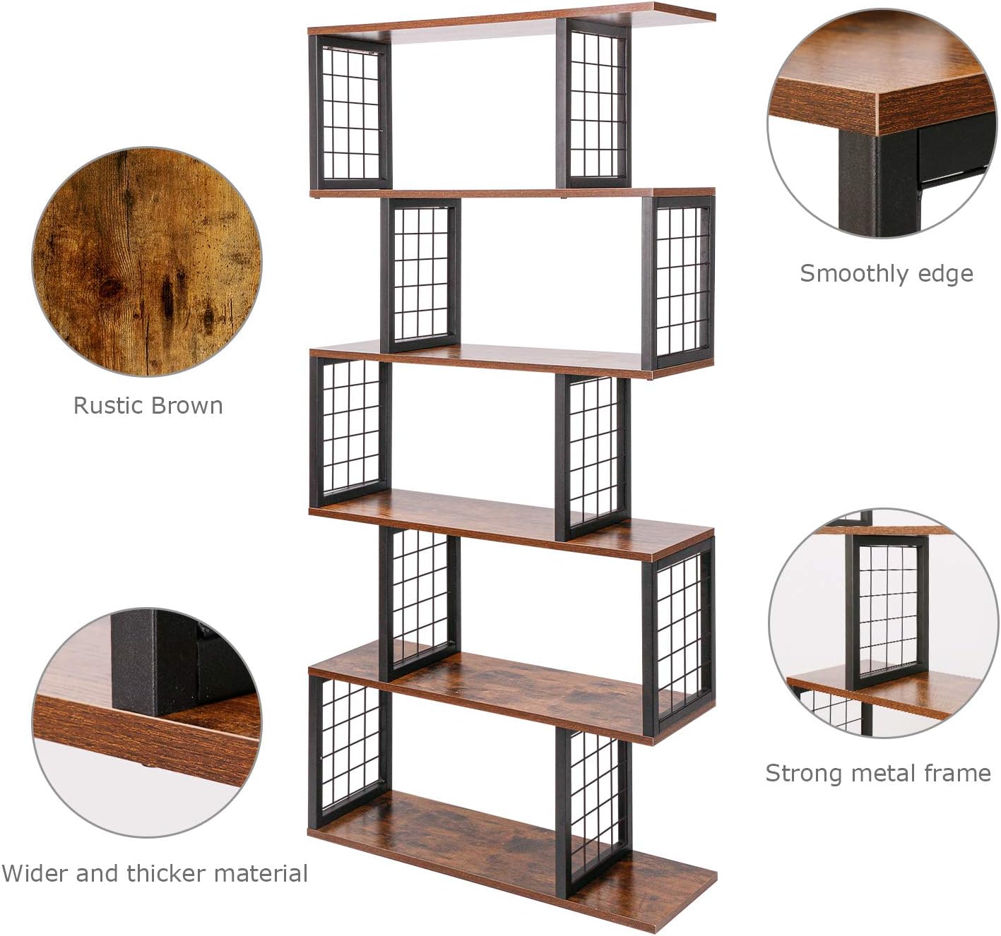 5-Tier S-Shaped Bookshelf K66107
