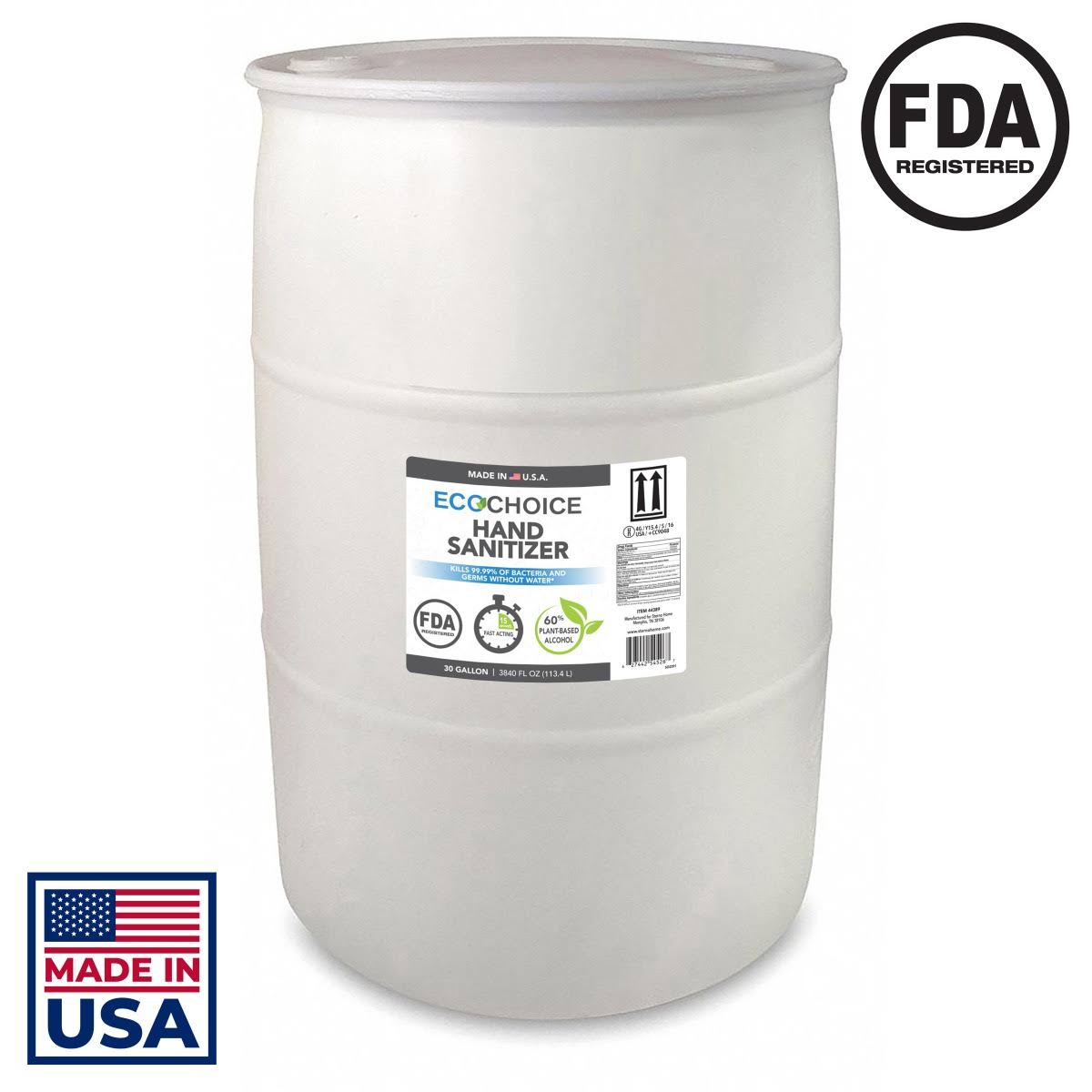 Unscented Hand Sanitizer Gel, 30-Gallon Drum C250654