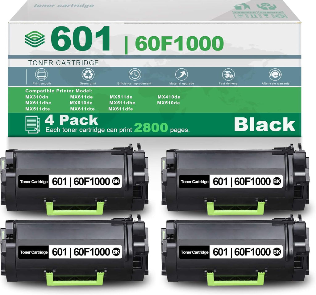 4 Pack Black Remanufactured Toner Cartridge for Lexmark Printer P78504