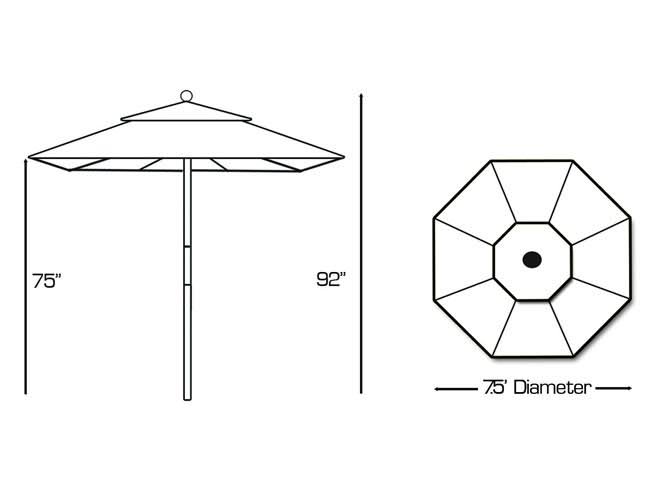 7.5 ft. Dark Wood Cafe Brass Sunbrella Umbrella V4448