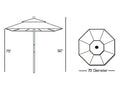 7.5 ft. Dark Wood Cafe Brass Sunbrella Umbrella V4448