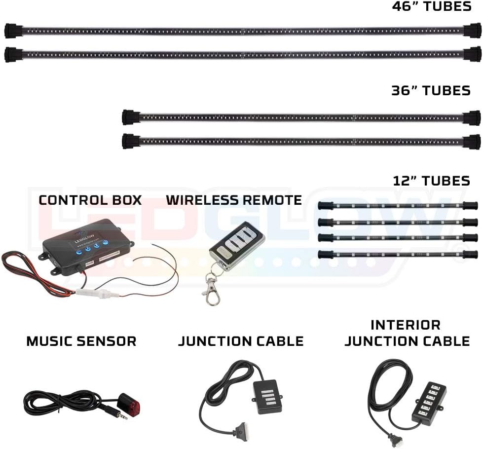 4pc Multi-Color LED Underbody Underglow Kit with Control Box & Remote N308797