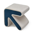 Beige Blue Velvet Ottoman Footstool E128