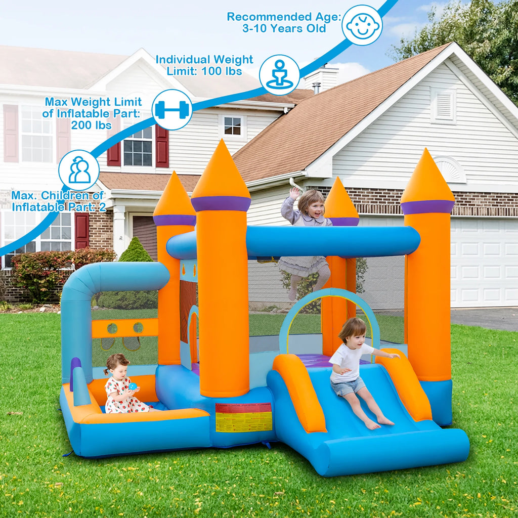 5-in-1 Inflatable Bounce Castle with Ocean Balls & 735W Blower L837899