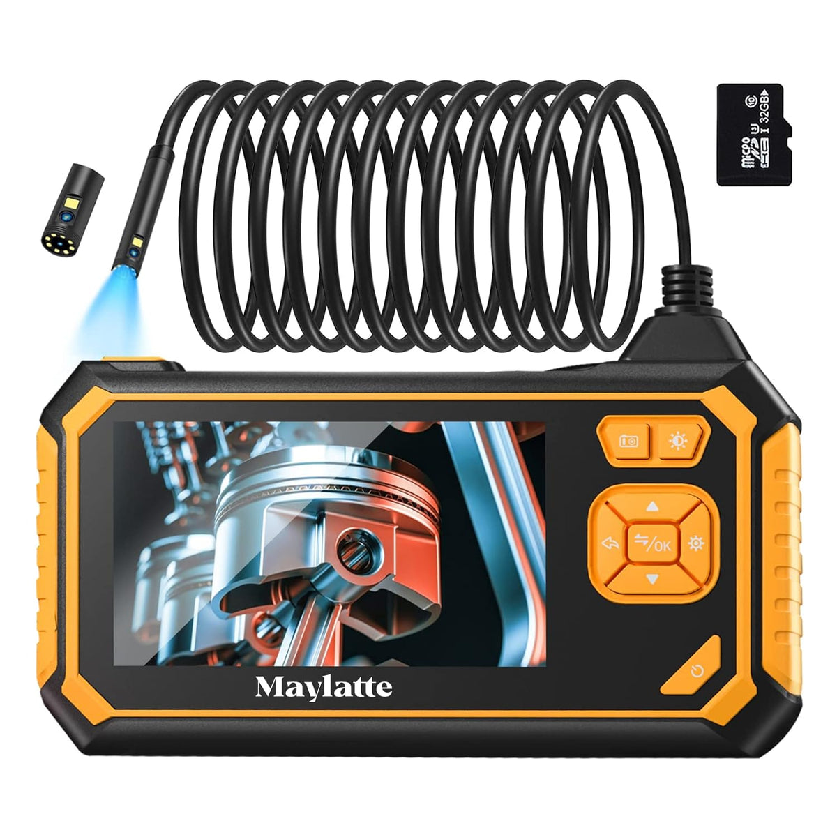 4.3 Inch 1080P HD IP67 Waterproof Inspection Camera with 8 LED Lights and 32GB Card A80853