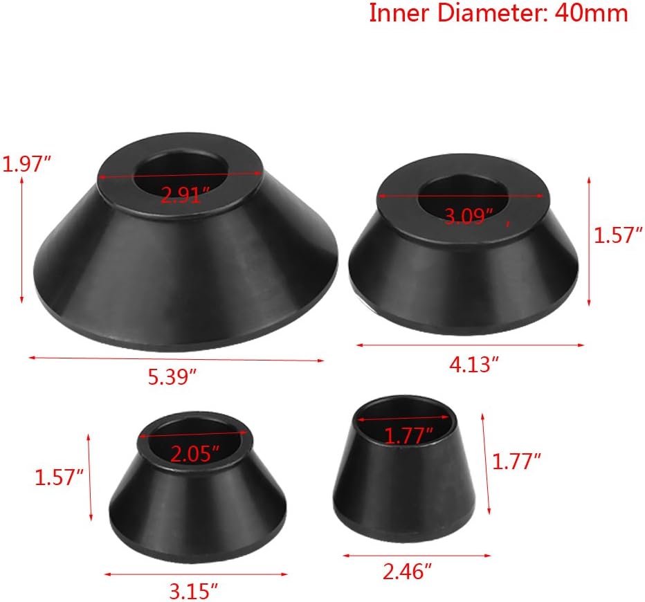 Wheel Balancer Cone Set, 4 Pieces Carbon Steel, 1.77-5.39 Inches V8024