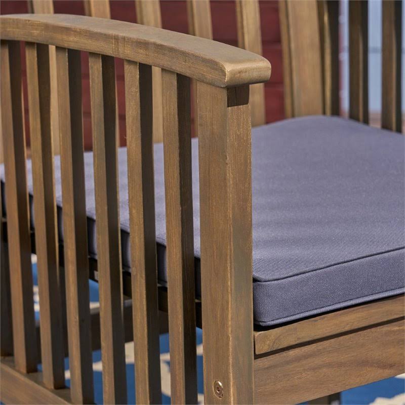 7 Piece Outdoor Acacia Wood Dining Set in Gray and Dark Gray O158