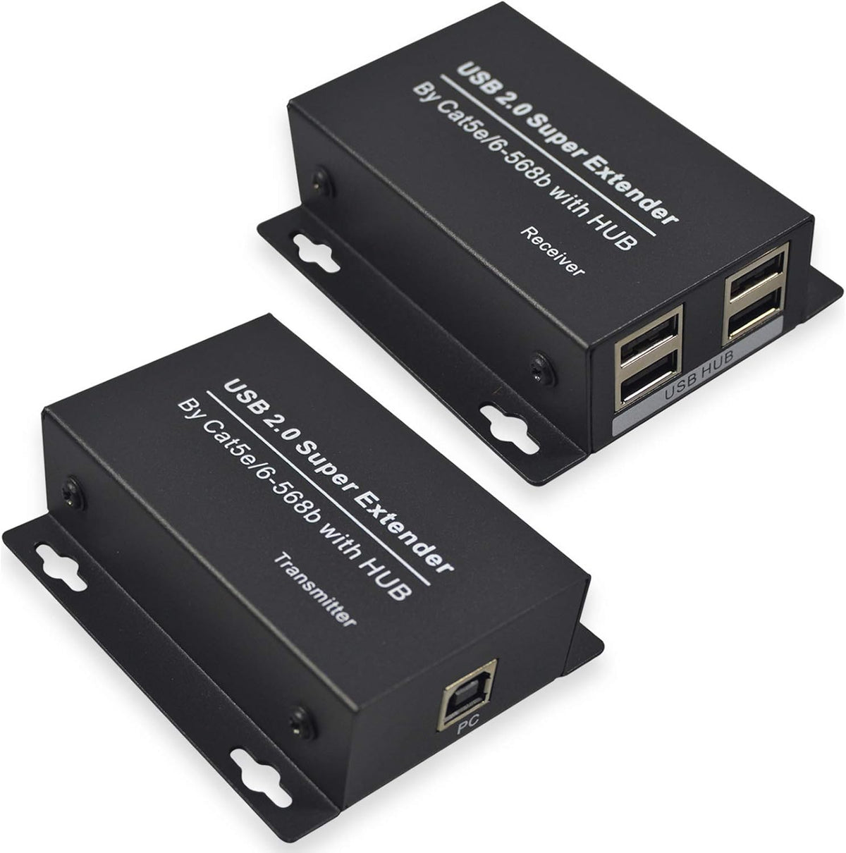 USB Extender 165ft Over Cat5e Cat6 Ethernet Cable with 4 USB 2.0 Ports, Pack of 2 U197