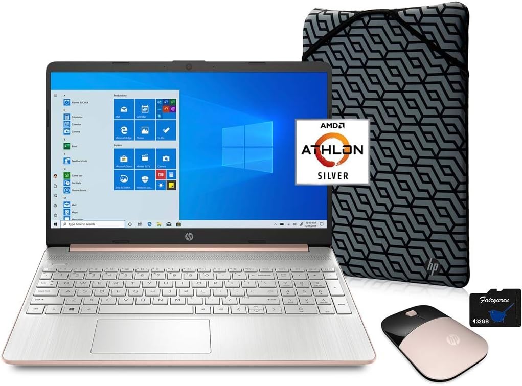 15.6 HD Laptop Computer, AMD Athlon Silver, 4GB RAM, 128GB SSD, Rose Gold E195443
