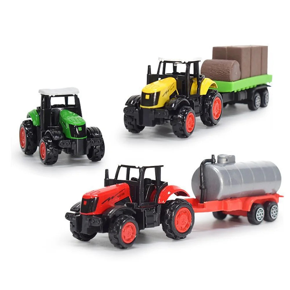 1:64 3PCS Die-Cast Metal Farm Tractors Truck and Trailers Set Toy G58919