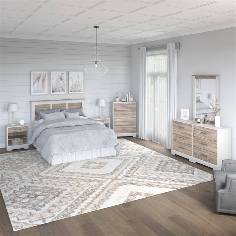 White Suede Oak Barnwood Chest of Drawers Z69465
