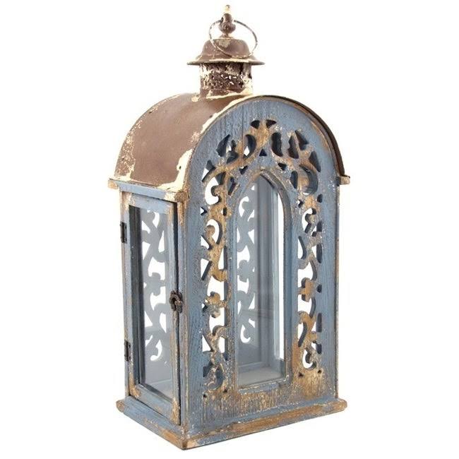 Blue/Brown Wooden Lantern C992142