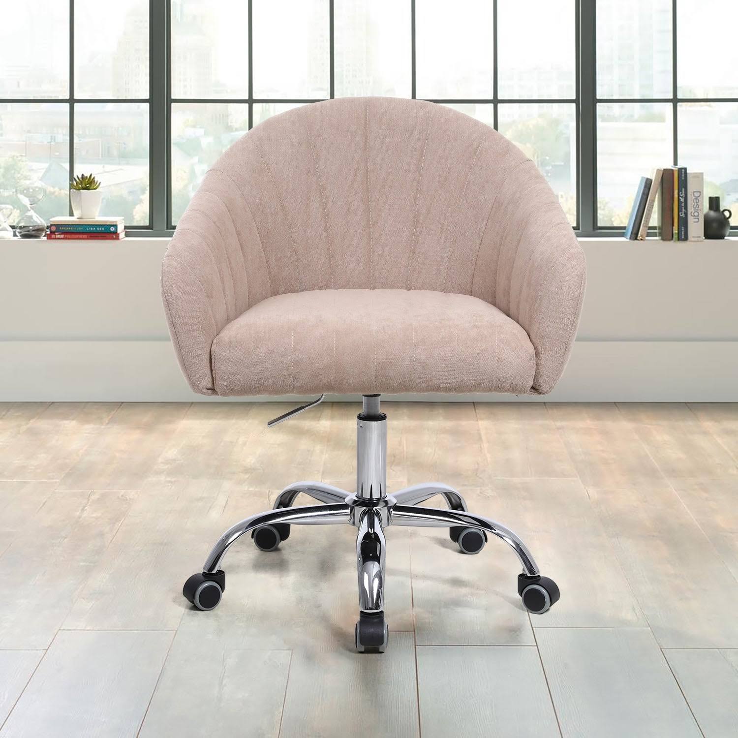 Camel Linen Upholstered Swivel Adjustable Height Task Chair Y587