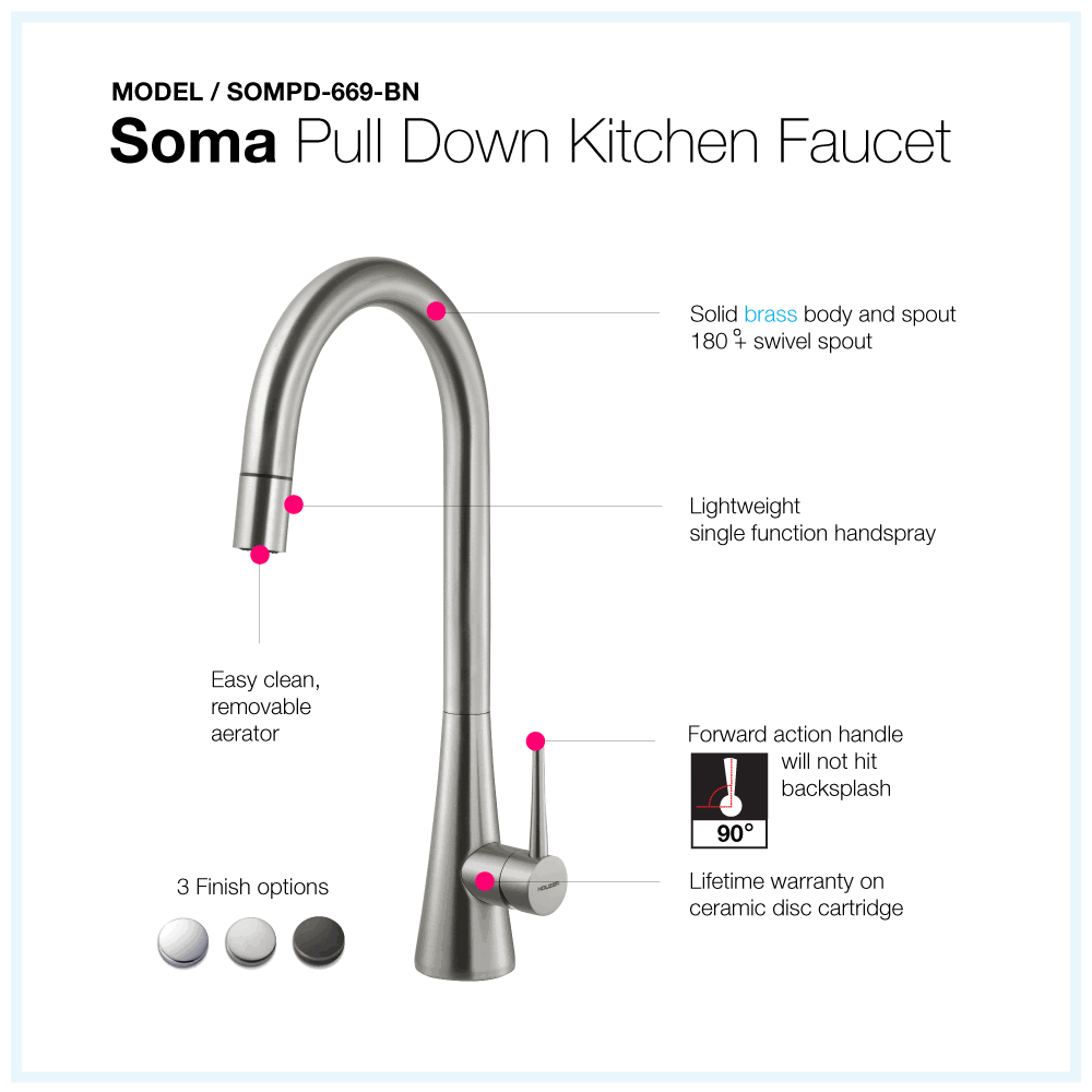 Brushed Nickel Pull Down Kitchen Faucet D524