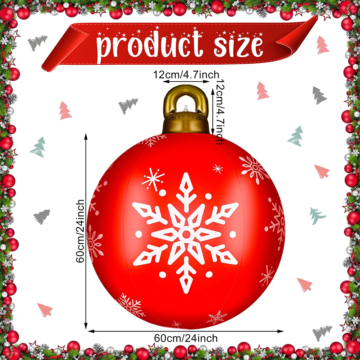 3 Pcs 24 Inch Giant Inflatable Christmas Ball PVC Outdoor Decorations K74759