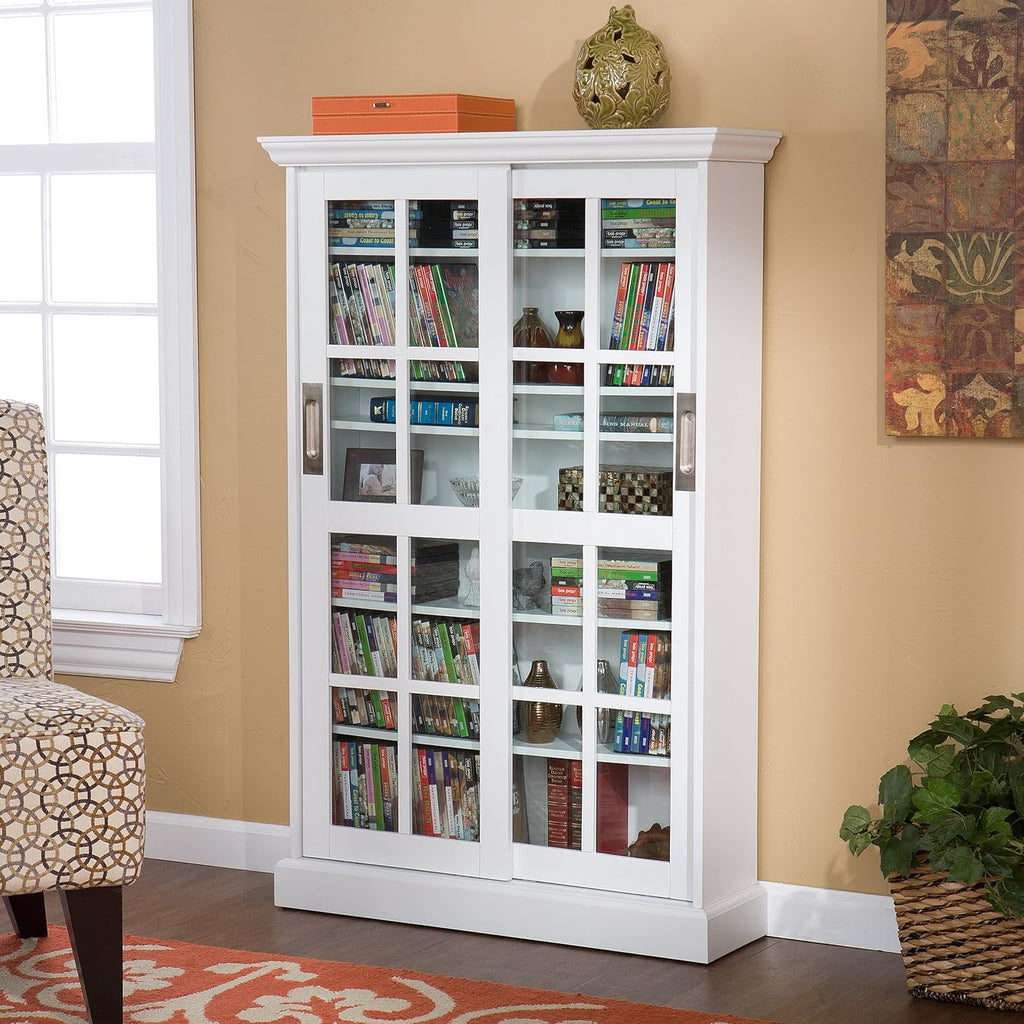 White Sliding Door Display Cabinet B73897