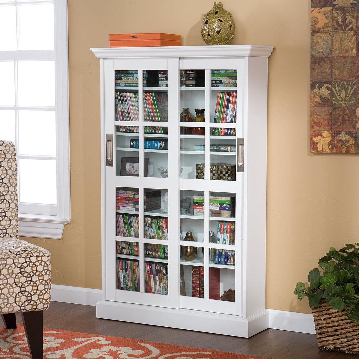 White Sliding Door Display Cabinet B73897
