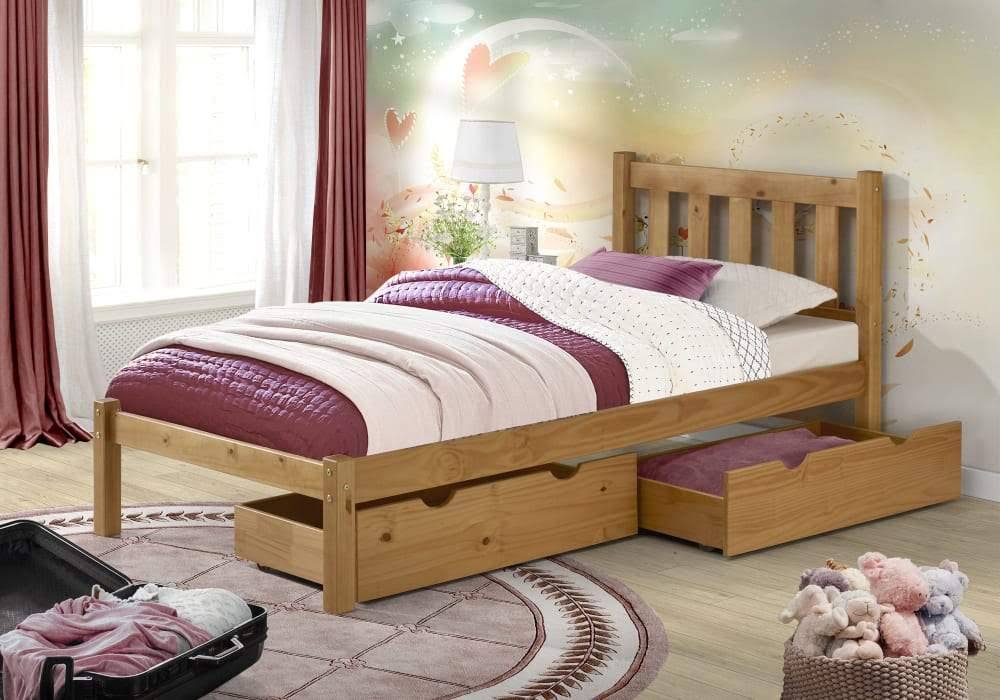 White Twin Bed with Storage Drawers R933