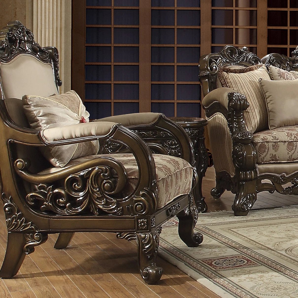 Carved Wood Sofa Set 3Pcs I565