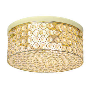 12 inch Crystal 2 Light Round Ceiling Flush Mount O325