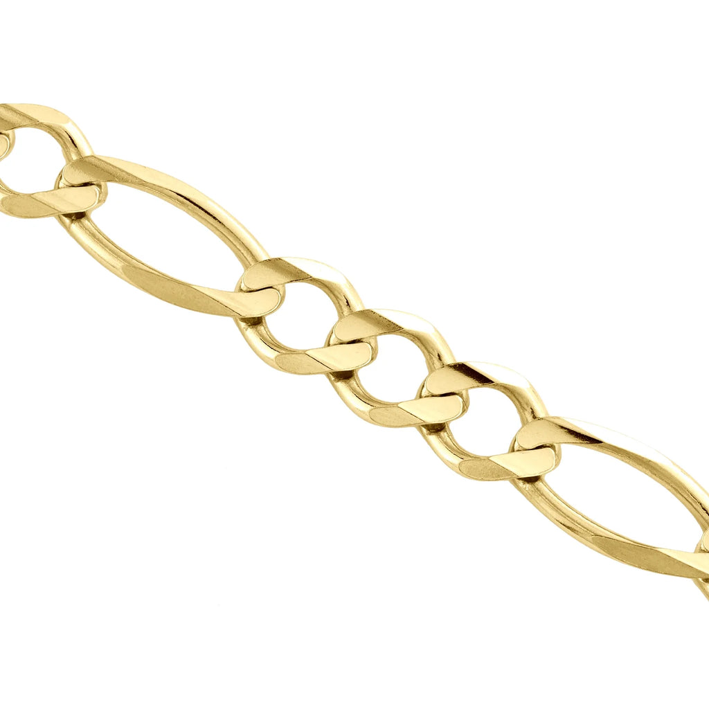 14K Yellow Gold 12mm Solid Figaro Link Chain Necklace 20 Inch V3087