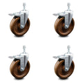 6 inch Swivel Stem Caster Set with Total Lock Brake G1204