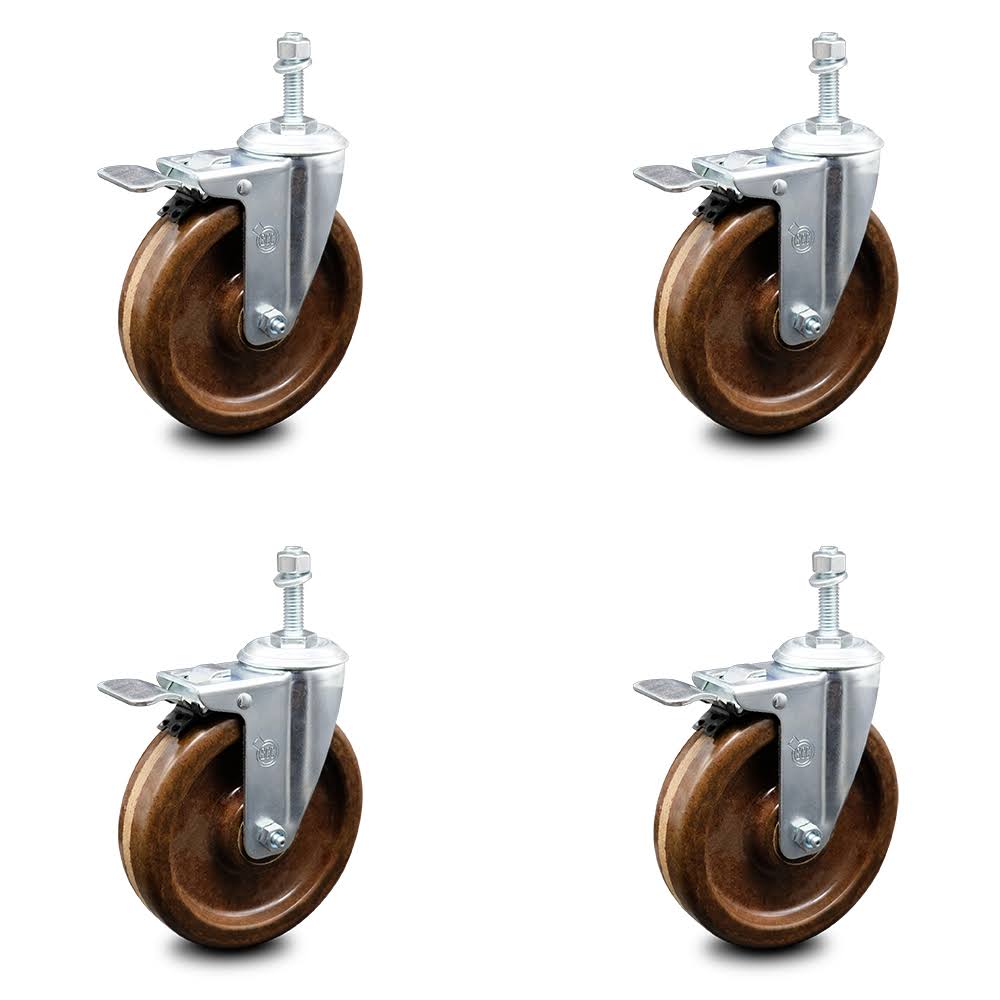 6 inch Swivel Stem Caster Set with Total Lock Brake G1204