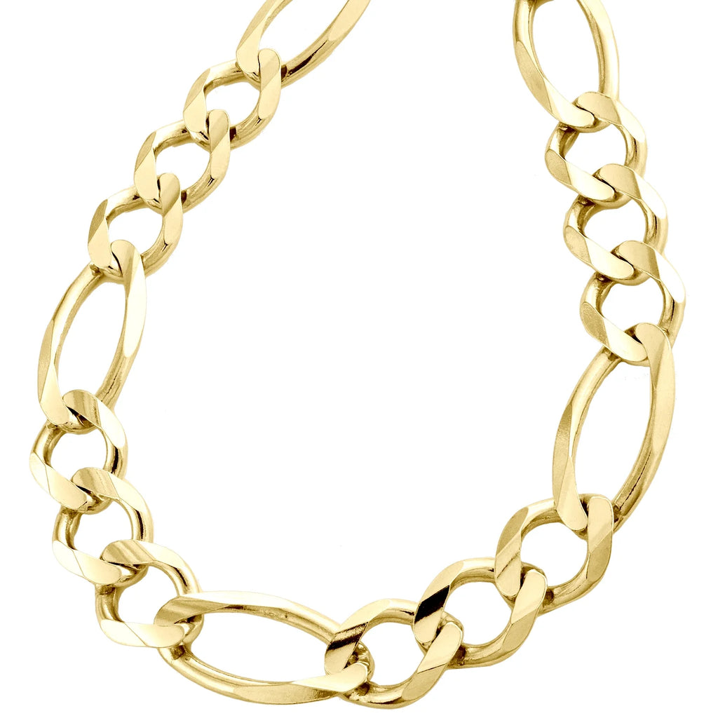 14K Yellow Gold 12mm Solid Figaro Link Chain Necklace 20 Inch V3087